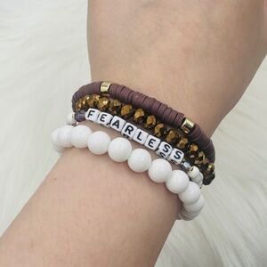 Fearless Arm Candy Beaded Bracelet - Brown white theme